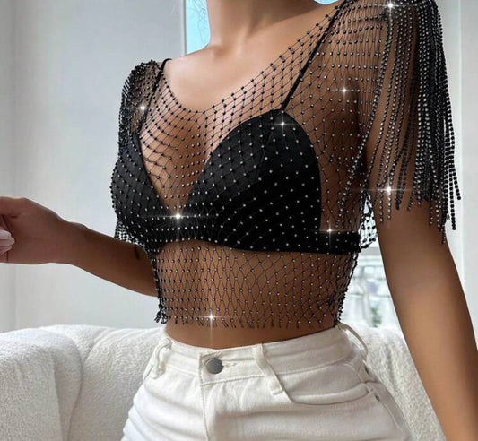 Marisa Rhinestone Crop Top