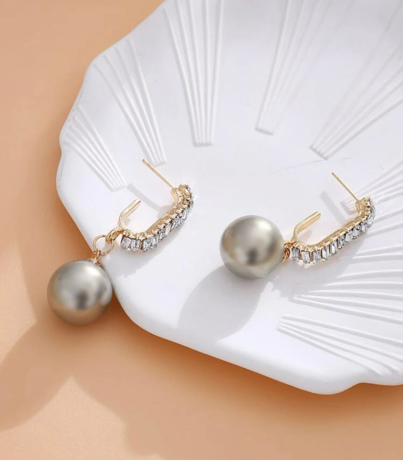 Rhinestone & Pearl Drop Earrings