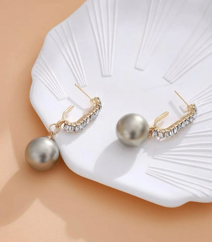 Rhinestone & Pearl Drop Earrings