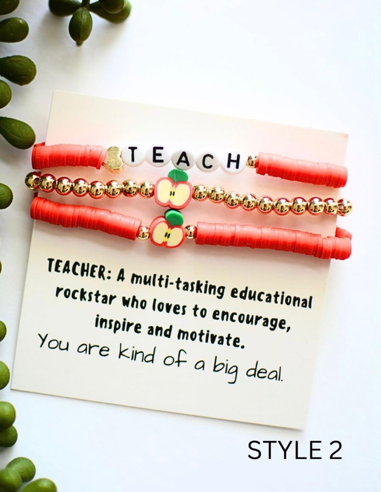 Quote Teacher Bracelet Set
