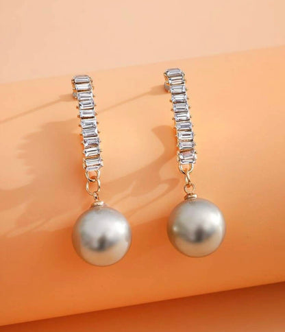 Rhinestone & Pearl Drop Earrings
