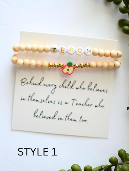 Quote Teacher Bracelet Set