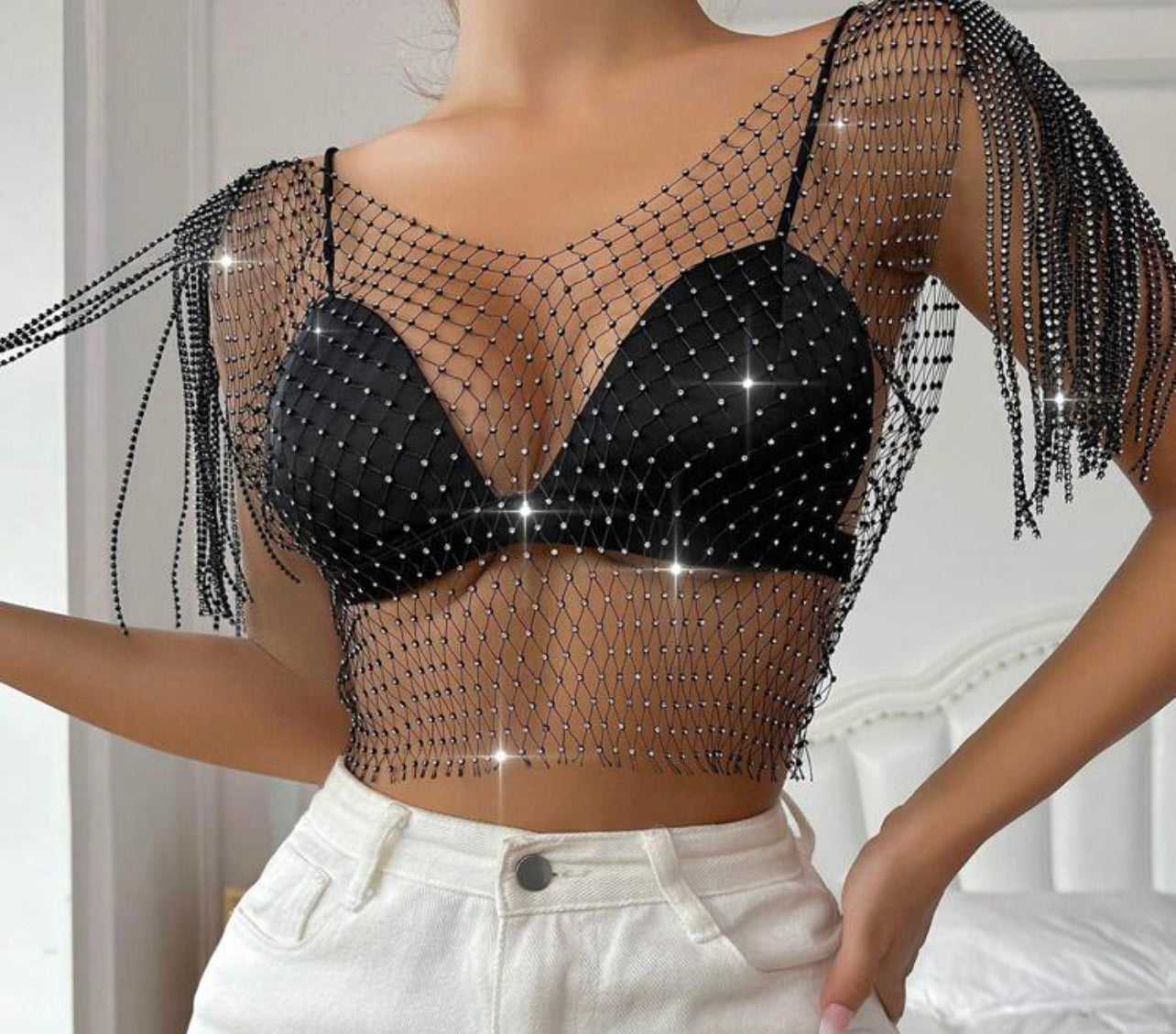 Marisa Rhinestone Crop Top