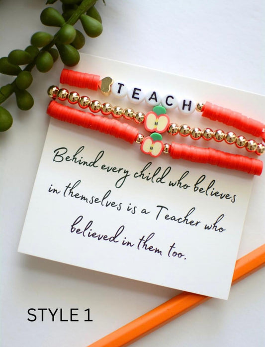Quote Teacher Bracelet Set