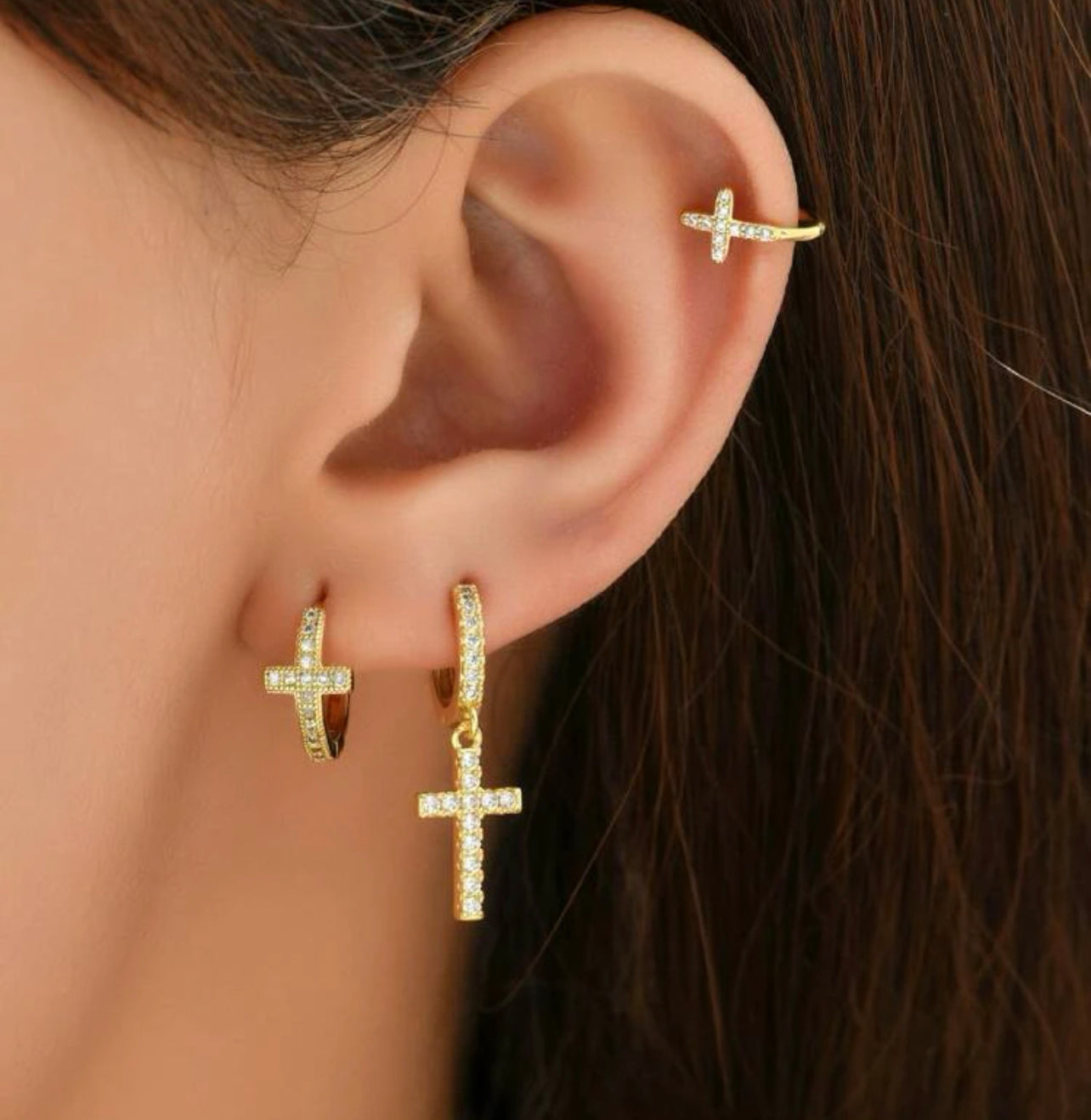 Emilianna 3-Piece Cross Decor Earring