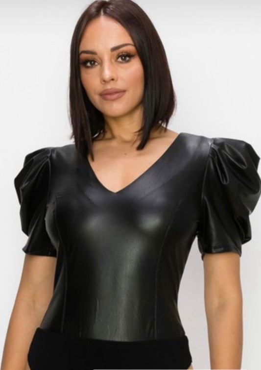 Black Leather Bodysuit
