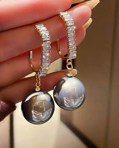 Rhinestone & Pearl Drop Earrings