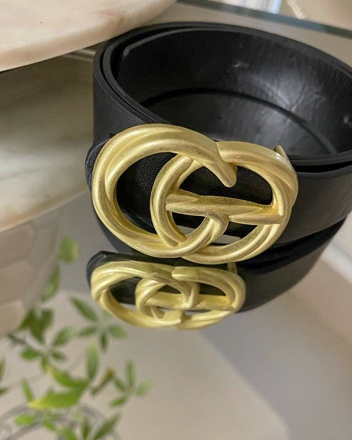 Gia Black Matte Gold Belt