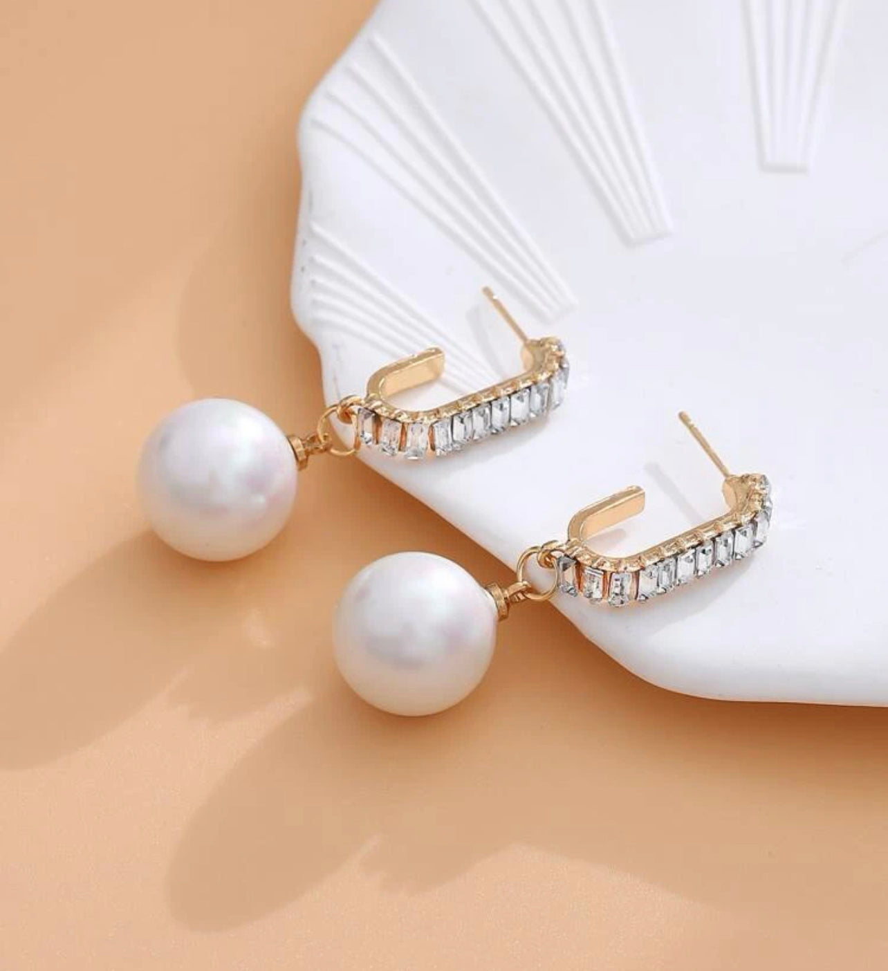 Rhinestone & Pearl Drop Earrings