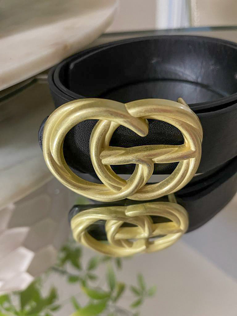 Gia Black Matte Gold Belt