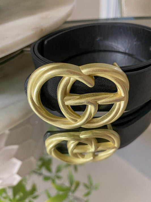 Gia Black Matte Gold Belt