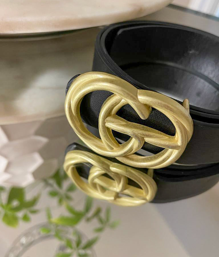 Gia Black Matte Gold Belt