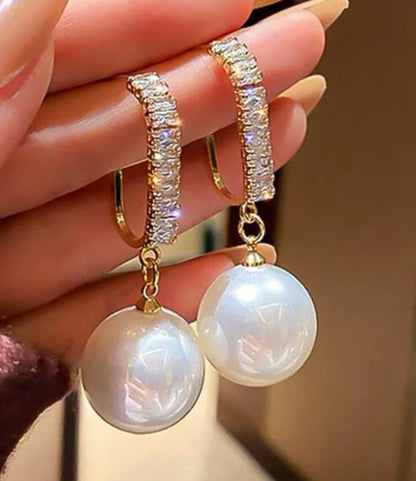 Rhinestone & Pearl Drop Earrings