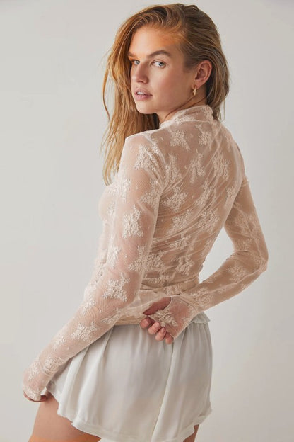 Claire Khaki Mesh Top
