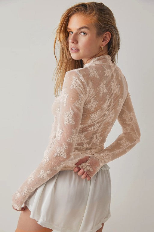 Claire Khaki Mesh Top
