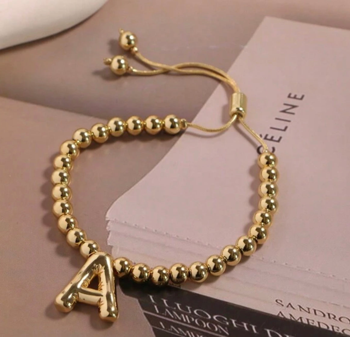 Gold Bubble Initial Bracelet