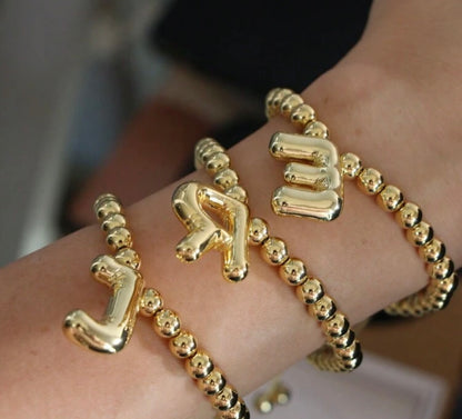 Gold Bubble Initial Bracelet
