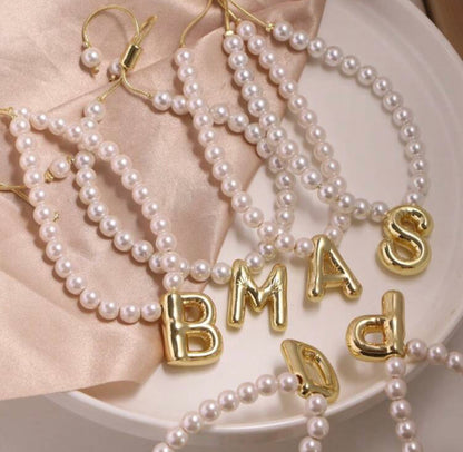 Pearls Bubble Initial Bracelet